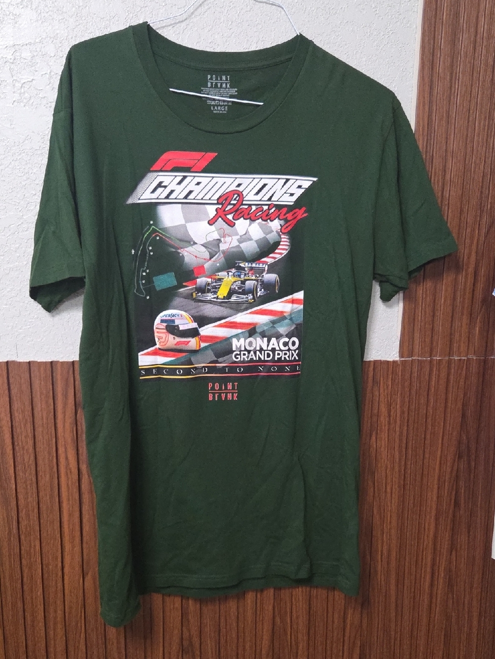 Vintage Style F1 Monaco Grand Prix Graphic Tee  Point Blank  Green Large